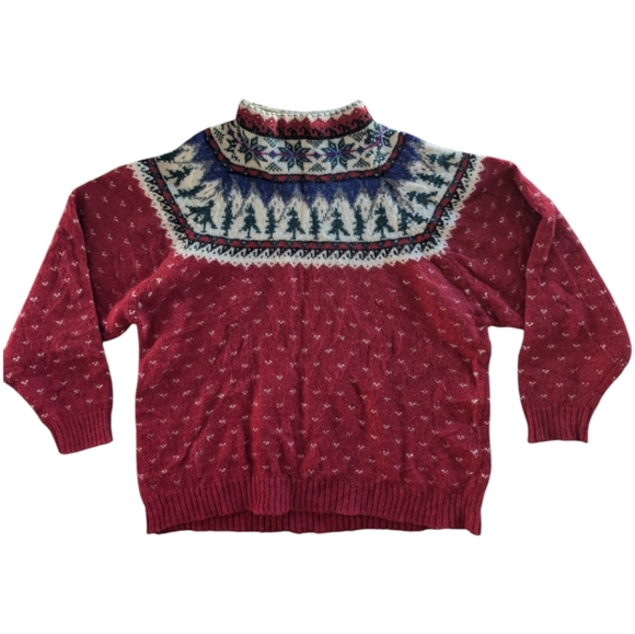 Eddie Bauer Sweaters - Vintage Eddie Bauer Winter Wool Nordic Knit Sweater Large